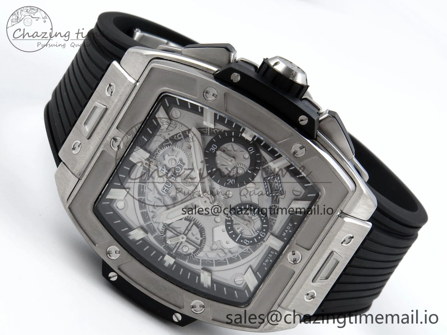 Spirit of Big Bang Titanium BBF 1:1 Best Edition Skeleton Dial on Black Rubber Strap A Sporty 6696