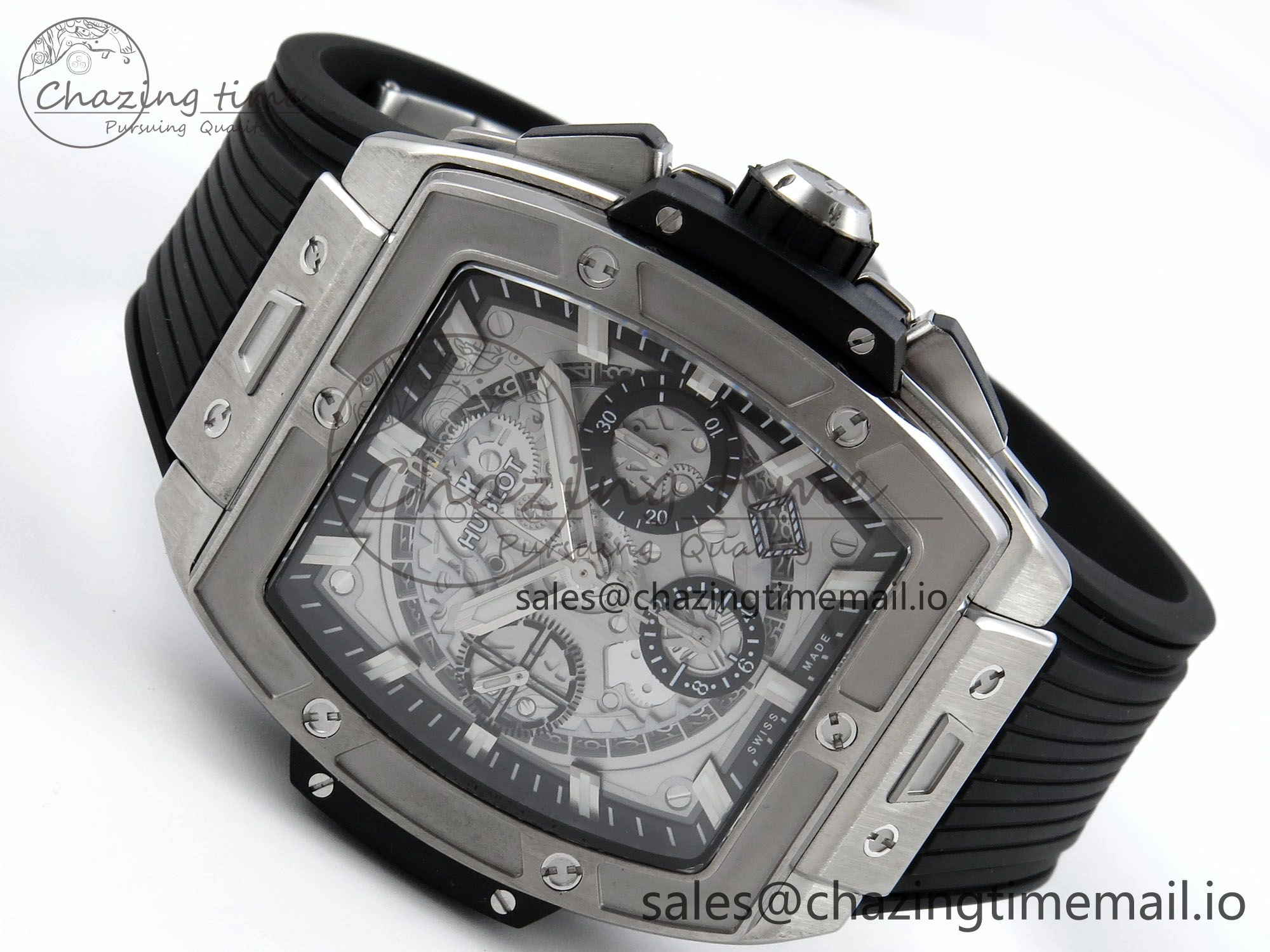 Spirit of Big Bang Titanium BBF 1:1 Best Edition Skeleton Dial on Black Rubber Strap A Sporty 6696