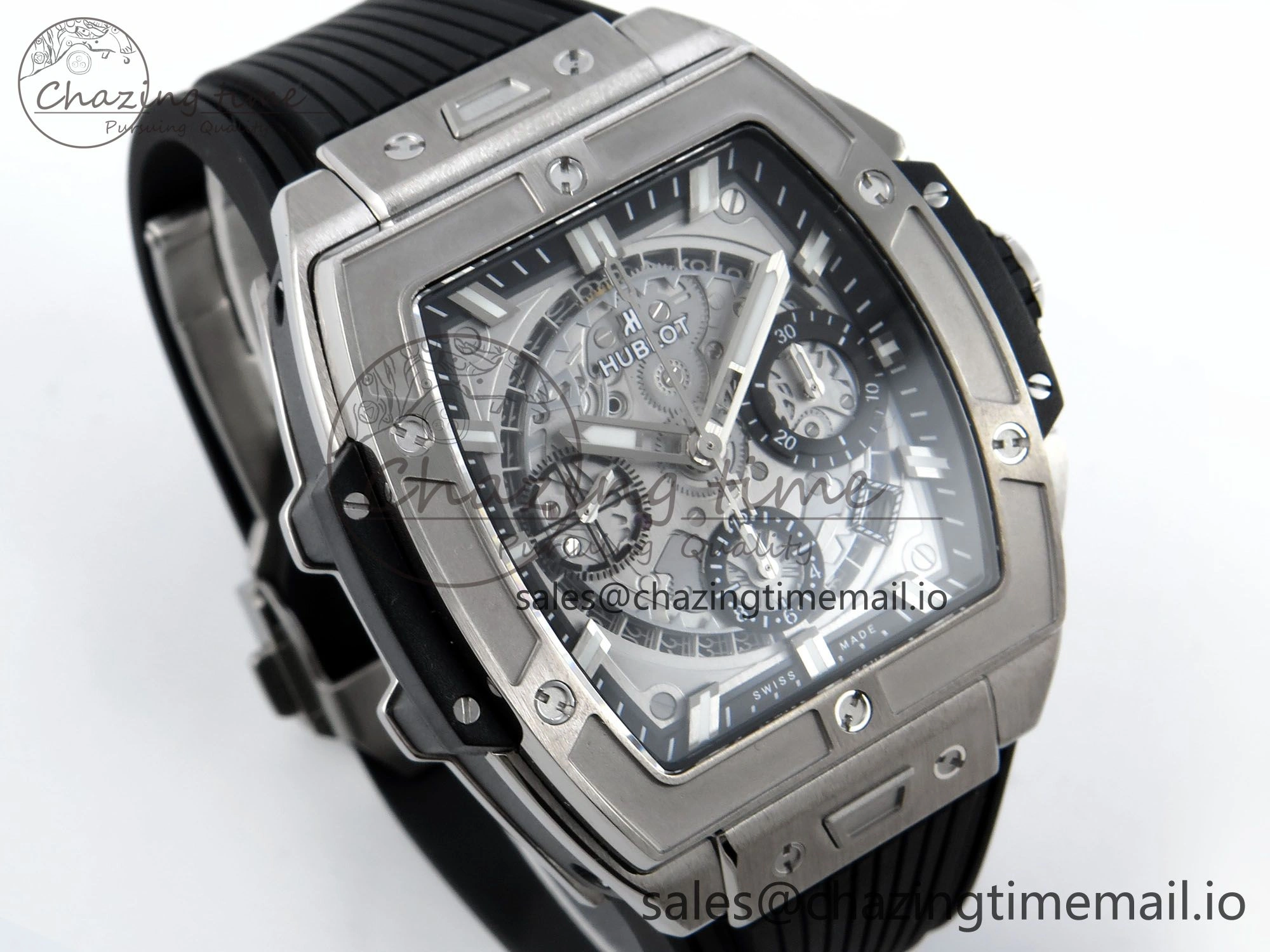 Spirit of Big Bang Titanium BBF 1:1 Best Edition Skeleton Dial on Black Rubber Strap A Sporty 6696