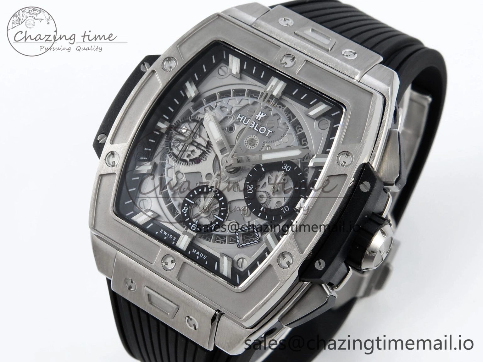 Spirit of Big Bang Titanium BBF 1:1 Best Edition Skeleton Dial on Black Rubber Strap A Sporty 6696
