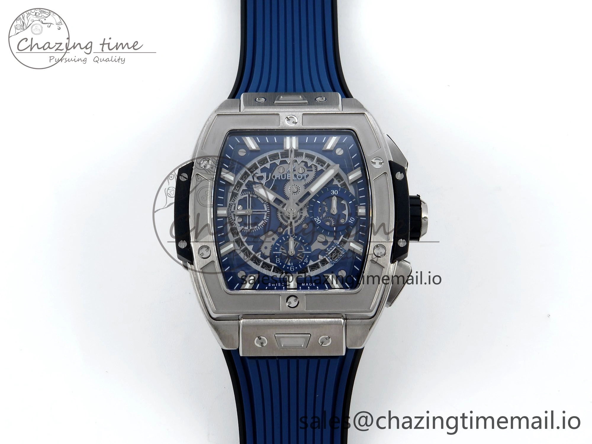 Spirit of Big Bang Titanium BBF 1:1 Best Edition Skeleton Dial on Blue Rubber Strap A TimelessDesign 6697