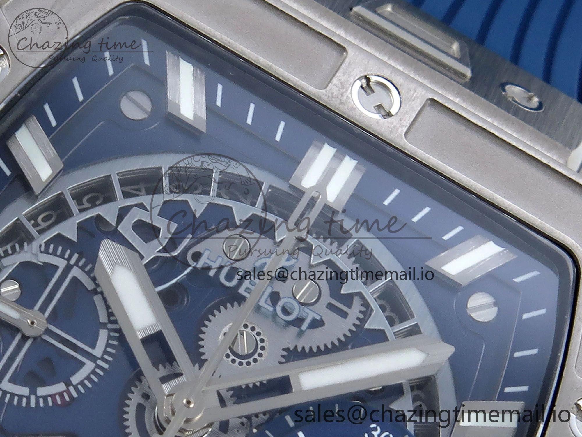 Spirit of Big Bang Titanium BBF 1:1 Best Edition Skeleton Dial on Blue Rubber Strap A TimelessDesign 6697