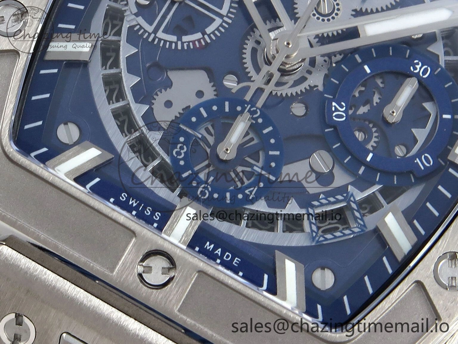 Spirit of Big Bang Titanium BBF 1:1 Best Edition Skeleton Dial on Blue Rubber Strap A TimelessDesign 6697