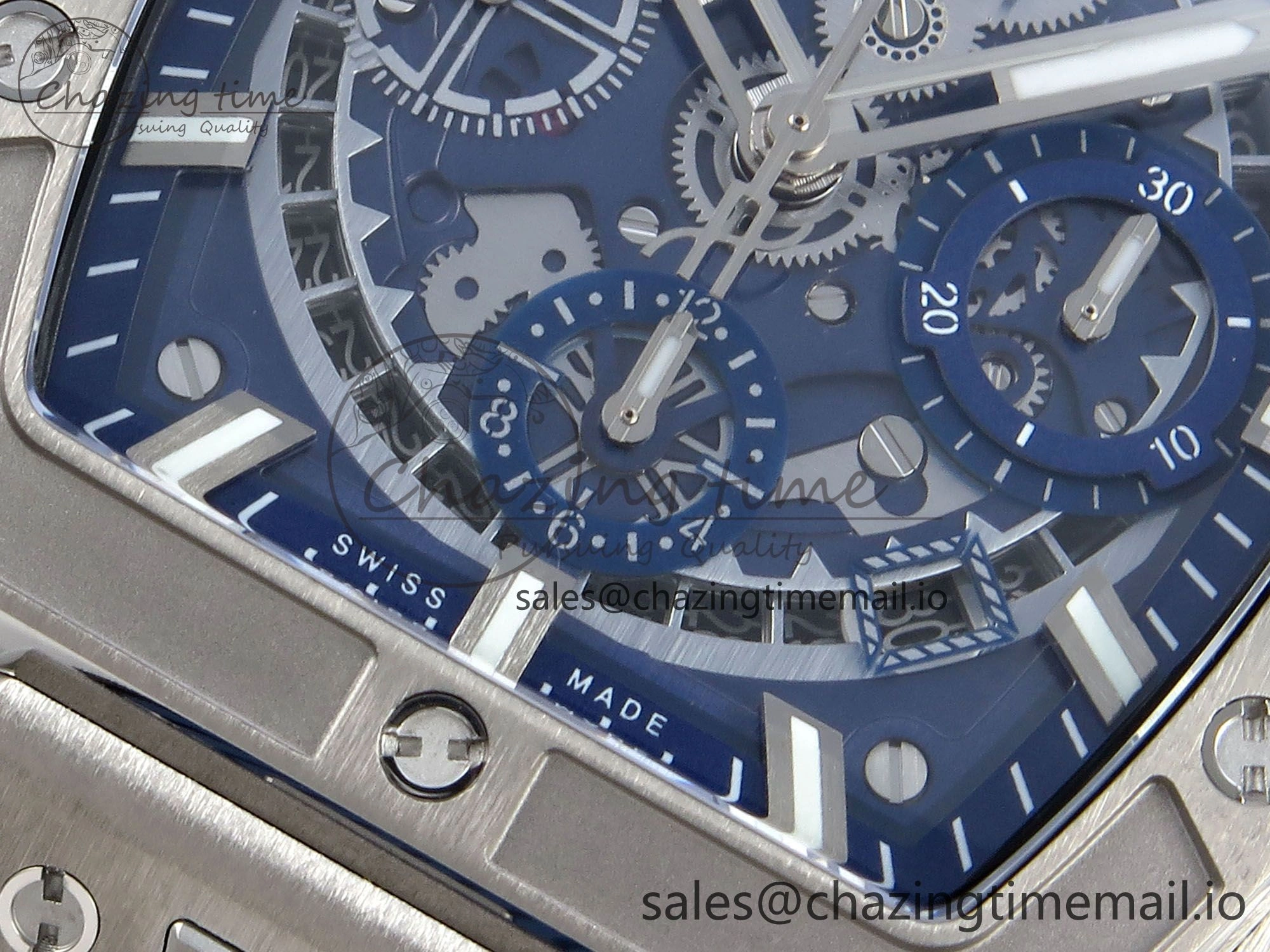 Spirit of Big Bang Titanium BBF 1:1 Best Edition Skeleton Dial on Blue Rubber Strap A TimelessDesign 6697
