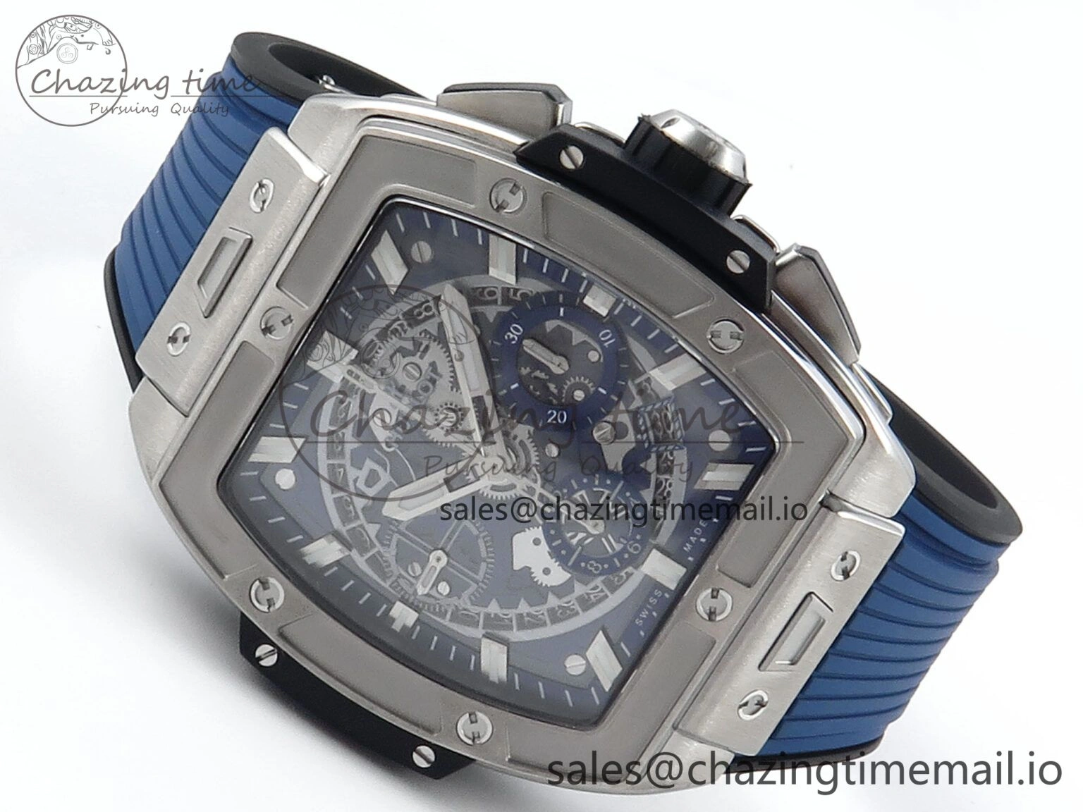 Spirit of Big Bang Titanium BBF 1:1 Best Edition Skeleton Dial on Blue Rubber Strap A TimelessDesign 6697