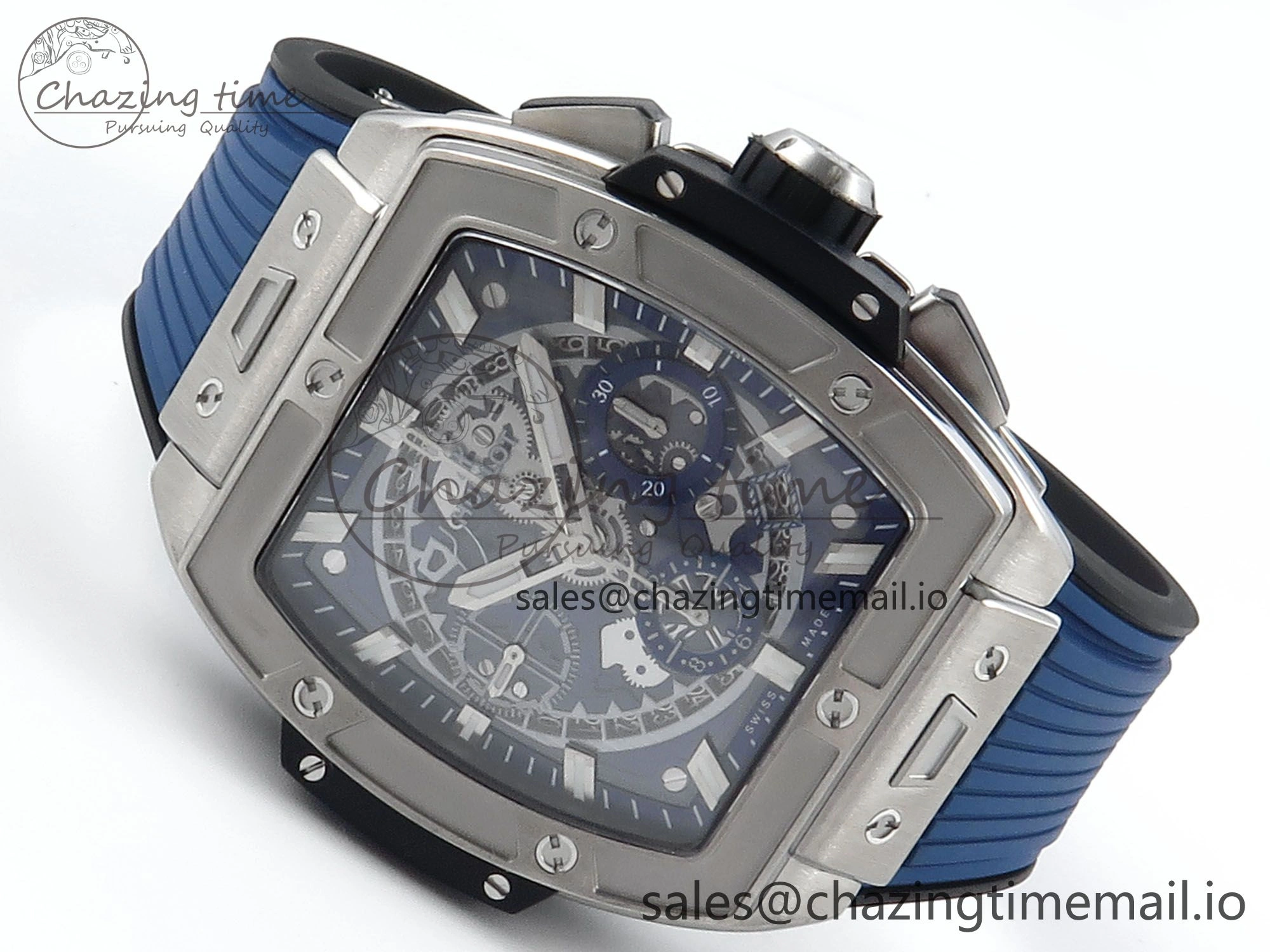 Spirit of Big Bang Titanium BBF 1:1 Best Edition Skeleton Dial on Blue Rubber Strap A TimelessDesign 6697