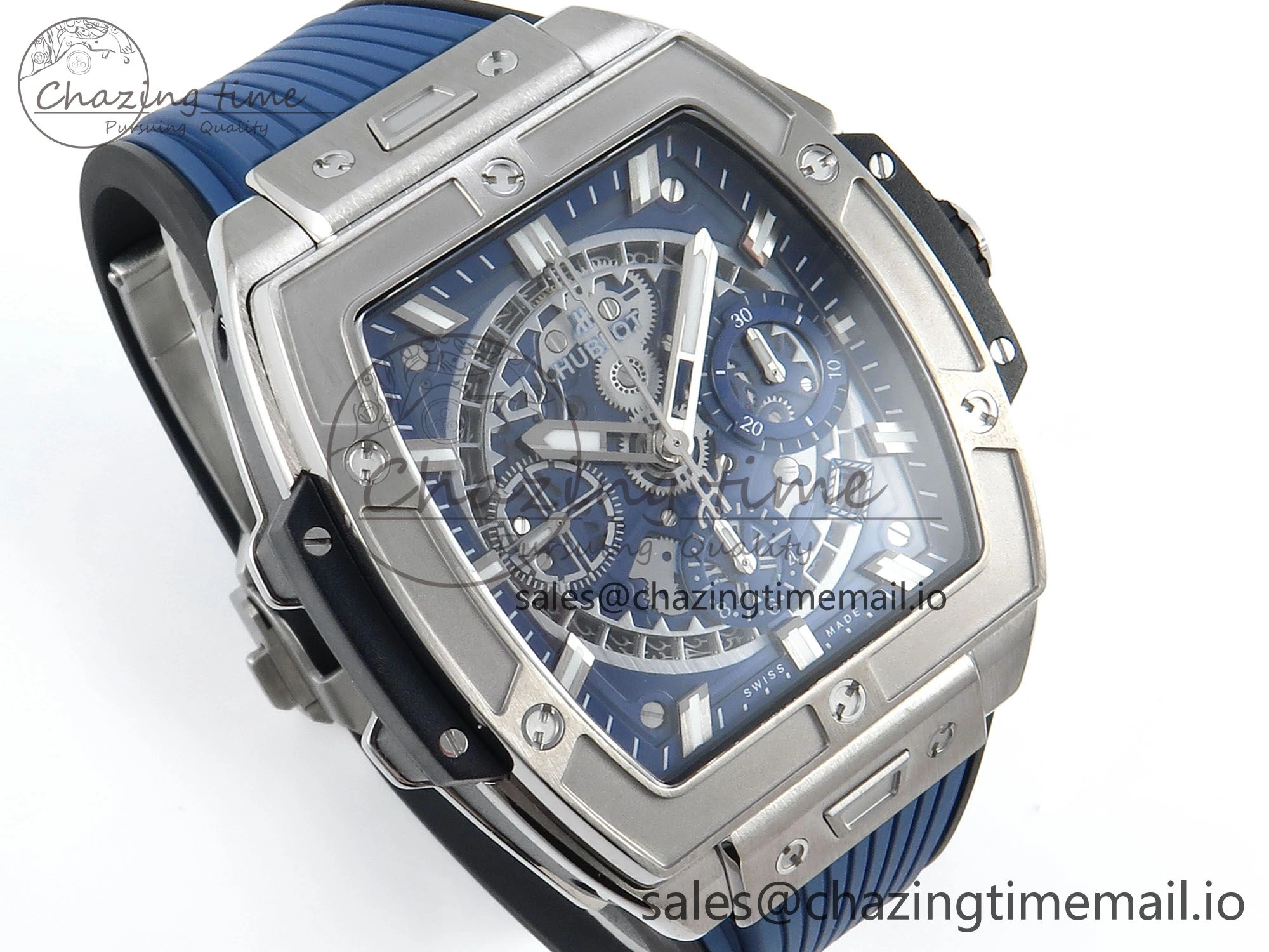 Spirit of Big Bang Titanium BBF 1:1 Best Edition Skeleton Dial on Blue Rubber Strap A TimelessDesign 6697