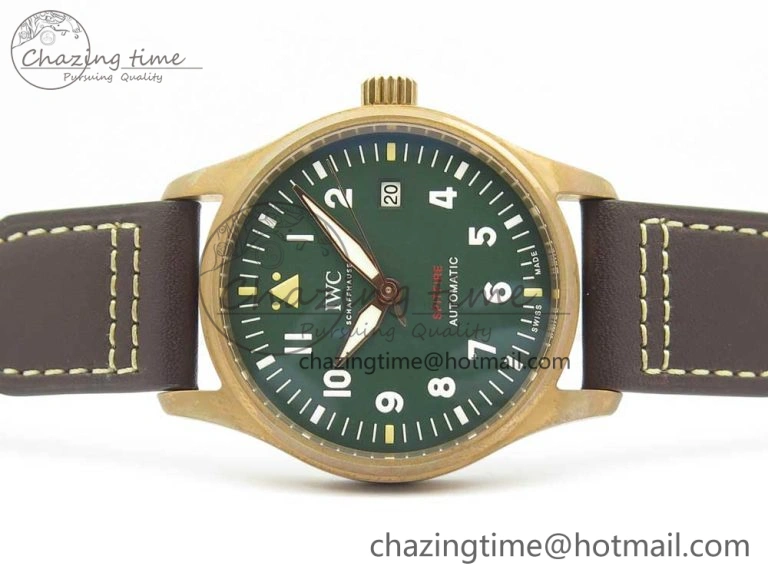 Spitfire Automatic Bronze IW326802 XF 1:1 Best Edition Green Dial on Brown Leather Strap A FastDry 4874