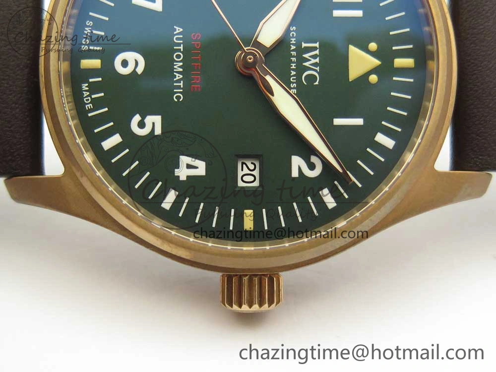 Spitfire Automatic Bronze IW326802 XF 1:1 Best Edition Green Dial on Brown Leather Strap A FastDry 4874