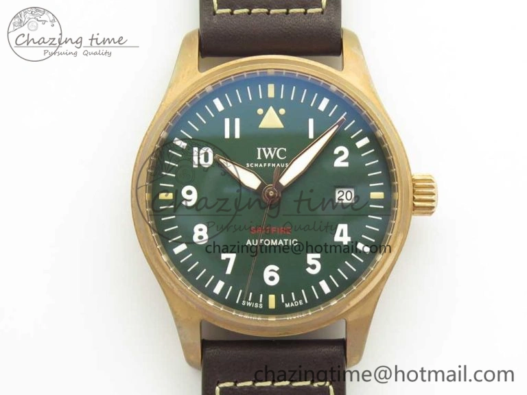 Spitfire Automatic Bronze IW326802 XF 1:1 Best Edition Green Dial on Brown Leather Strap A FastDry 4874