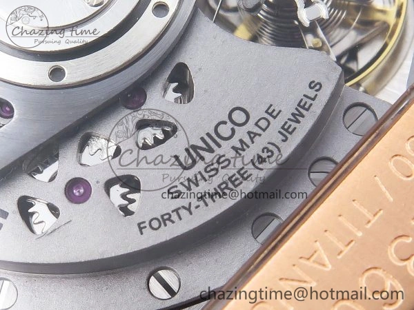 Flexible Square Bang Unico 42mm RG BBF 1:1 Best Edition Skeleton Dial Ceramic Bezel on Black Rubber Strap A 6741