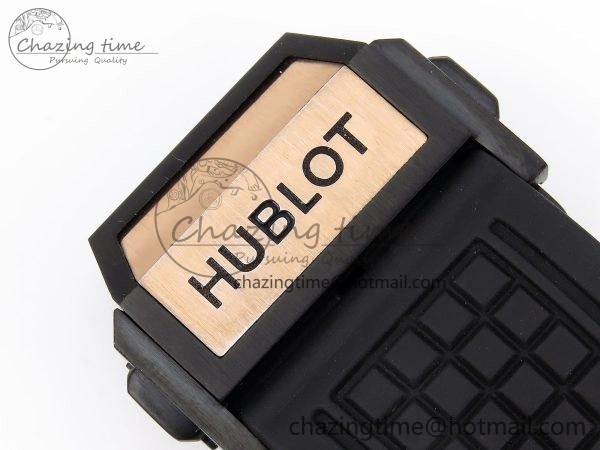 Flexible Square Bang Unico 42mm RG BBF 1:1 Best Edition Skeleton Dial Ceramic Bezel on Black Rubber Strap A 6741