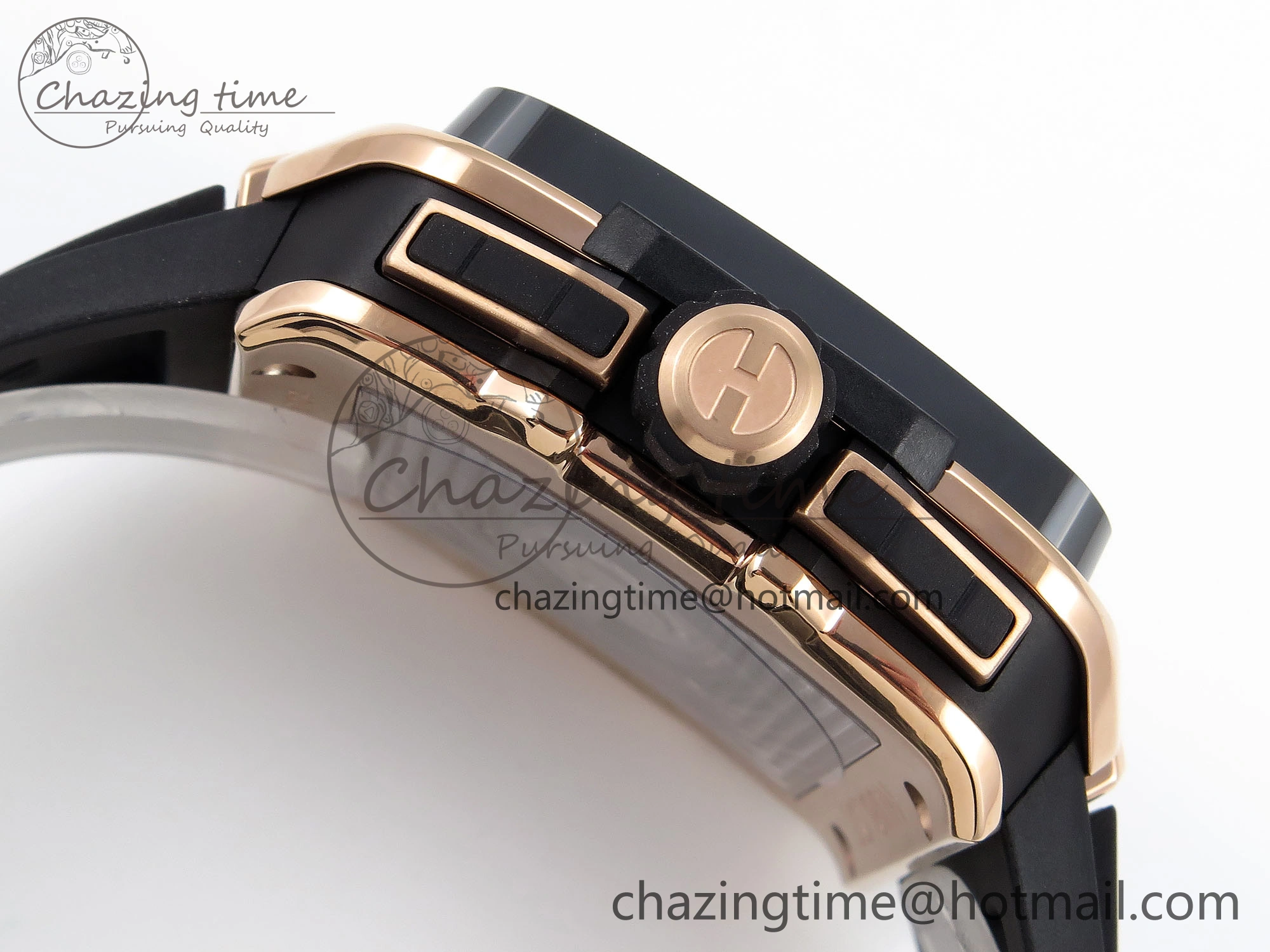 Flexible Square Bang Unico 42mm RG BBF 1:1 Best Edition Skeleton Dial Ceramic Bezel on Black Rubber Strap A 6741