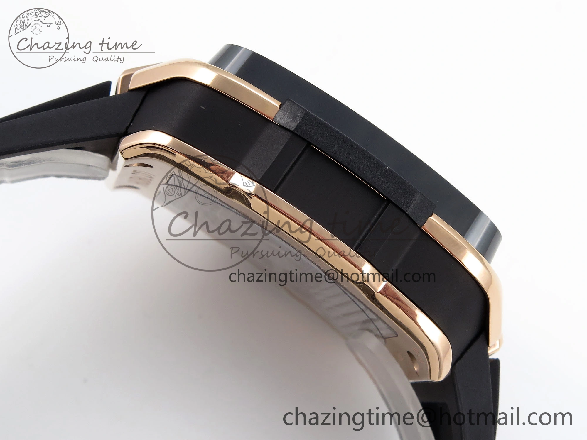 Flexible Square Bang Unico 42mm RG BBF 1:1 Best Edition Skeleton Dial Ceramic Bezel on Black Rubber Strap A 6741