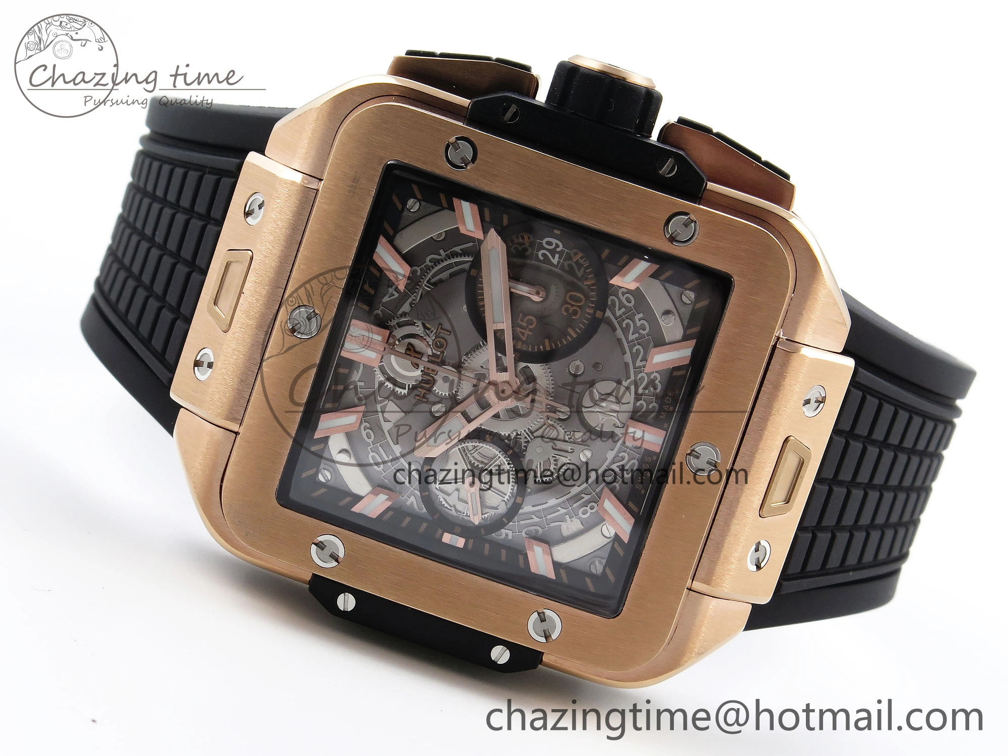 Square Bang Unico 42mm RG BBF 1:1 Best Edition Skeleton Dial on Black Rubber Strap A Colorful 6742