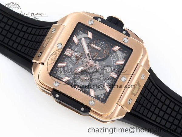 Square Bang Unico 42mm RG BBF 1:1 Best Edition Skeleton Dial on Black Rubber Strap A Colorful 6742