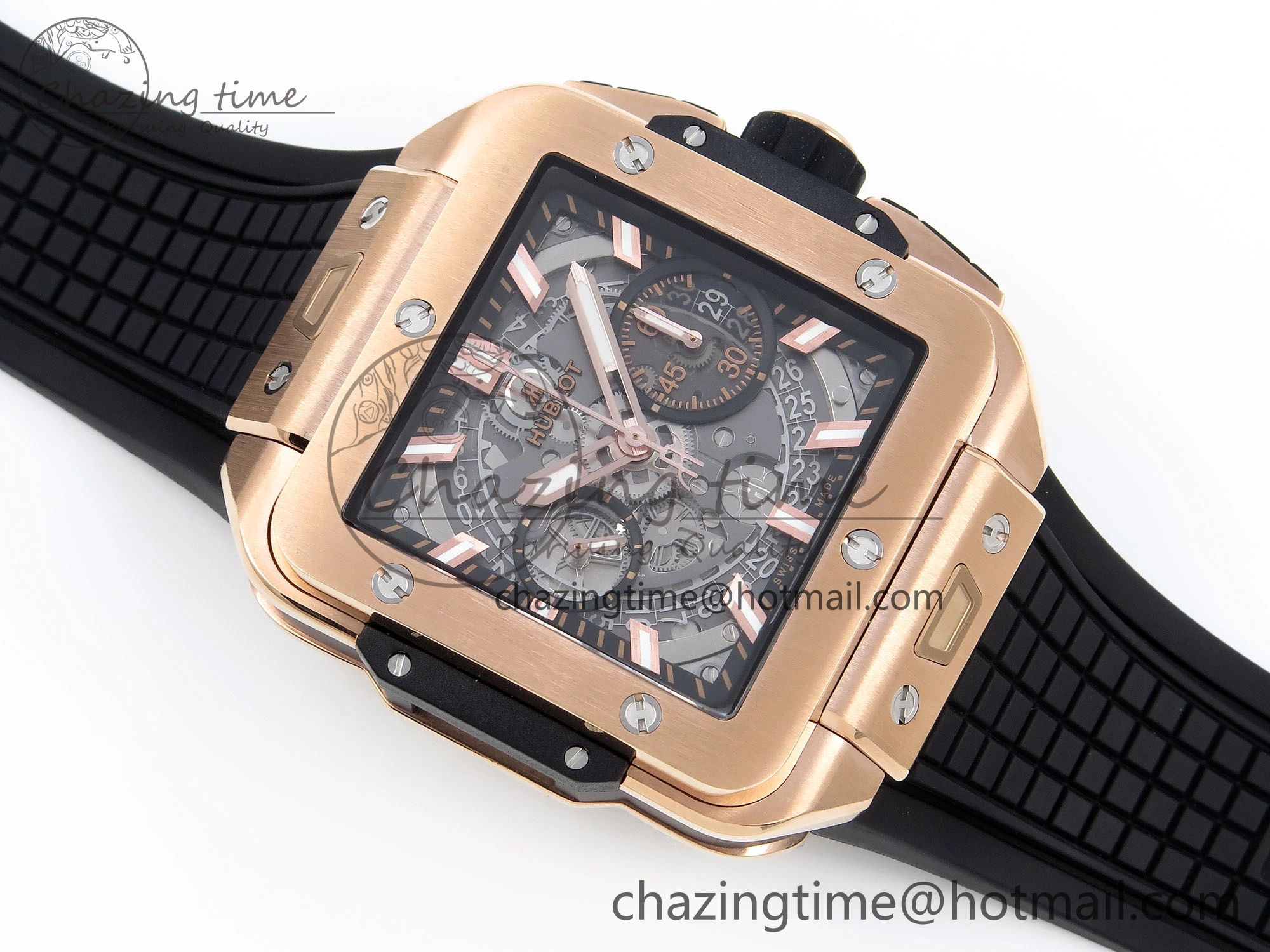 Square Bang Unico 42mm RG BBF 1:1 Best Edition Skeleton Dial on Black Rubber Strap A Colorful 6742