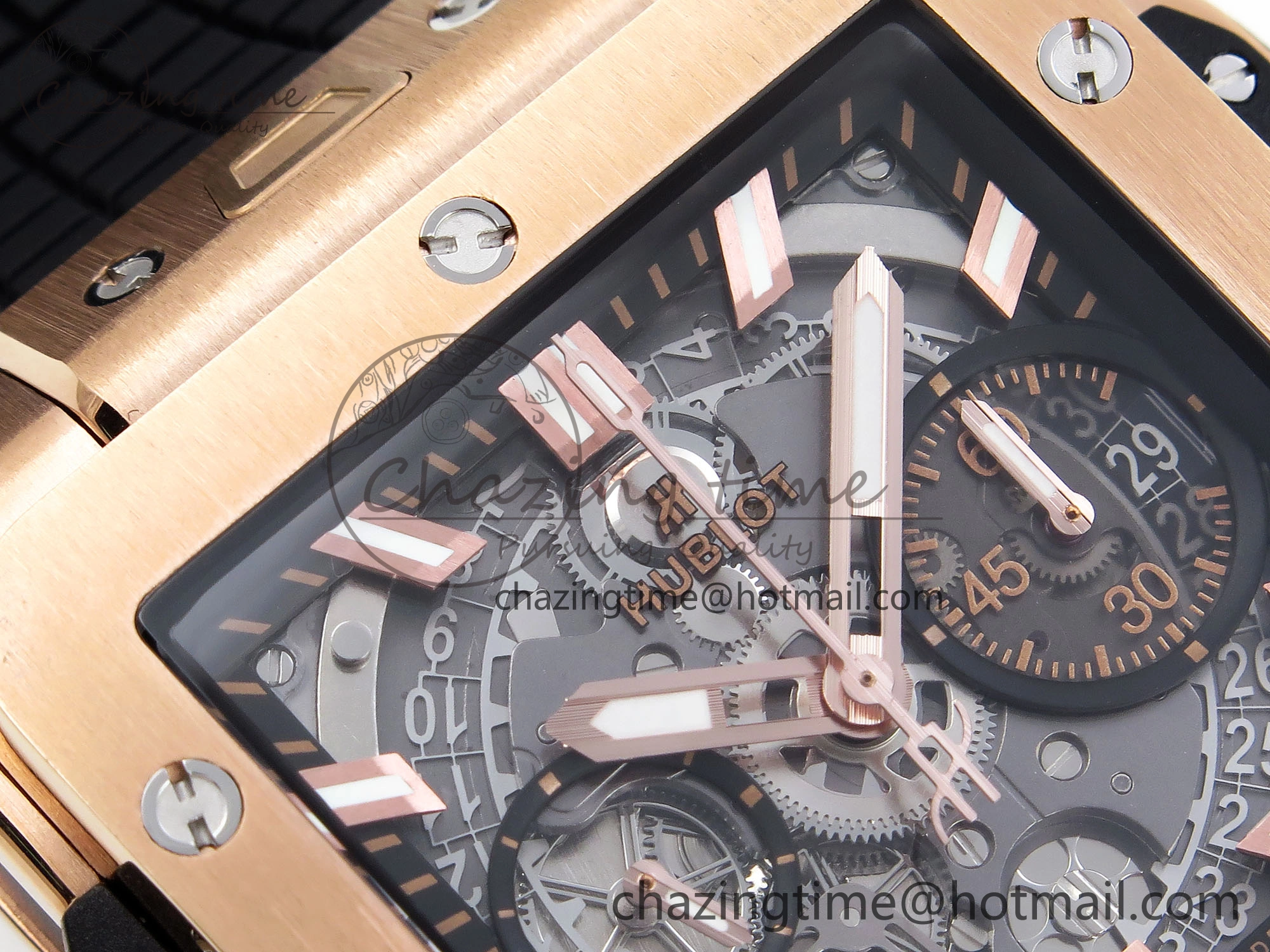 Square Bang Unico 42mm RG BBF 1:1 Best Edition Skeleton Dial on Black Rubber Strap A Colorful 6742