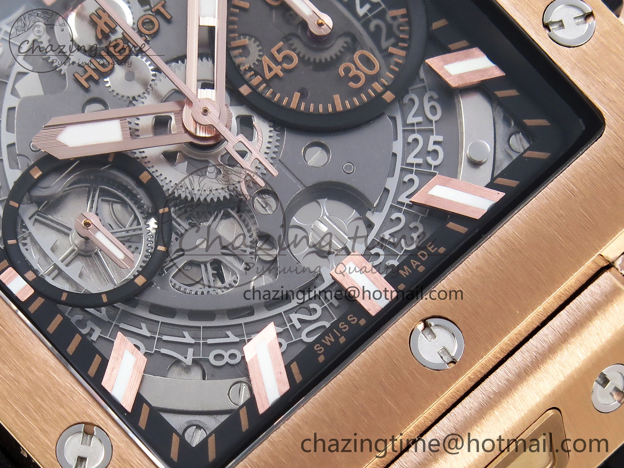 Square Bang Unico 42mm RG BBF 1:1 Best Edition Skeleton Dial on Black Rubber Strap A Colorful 6742