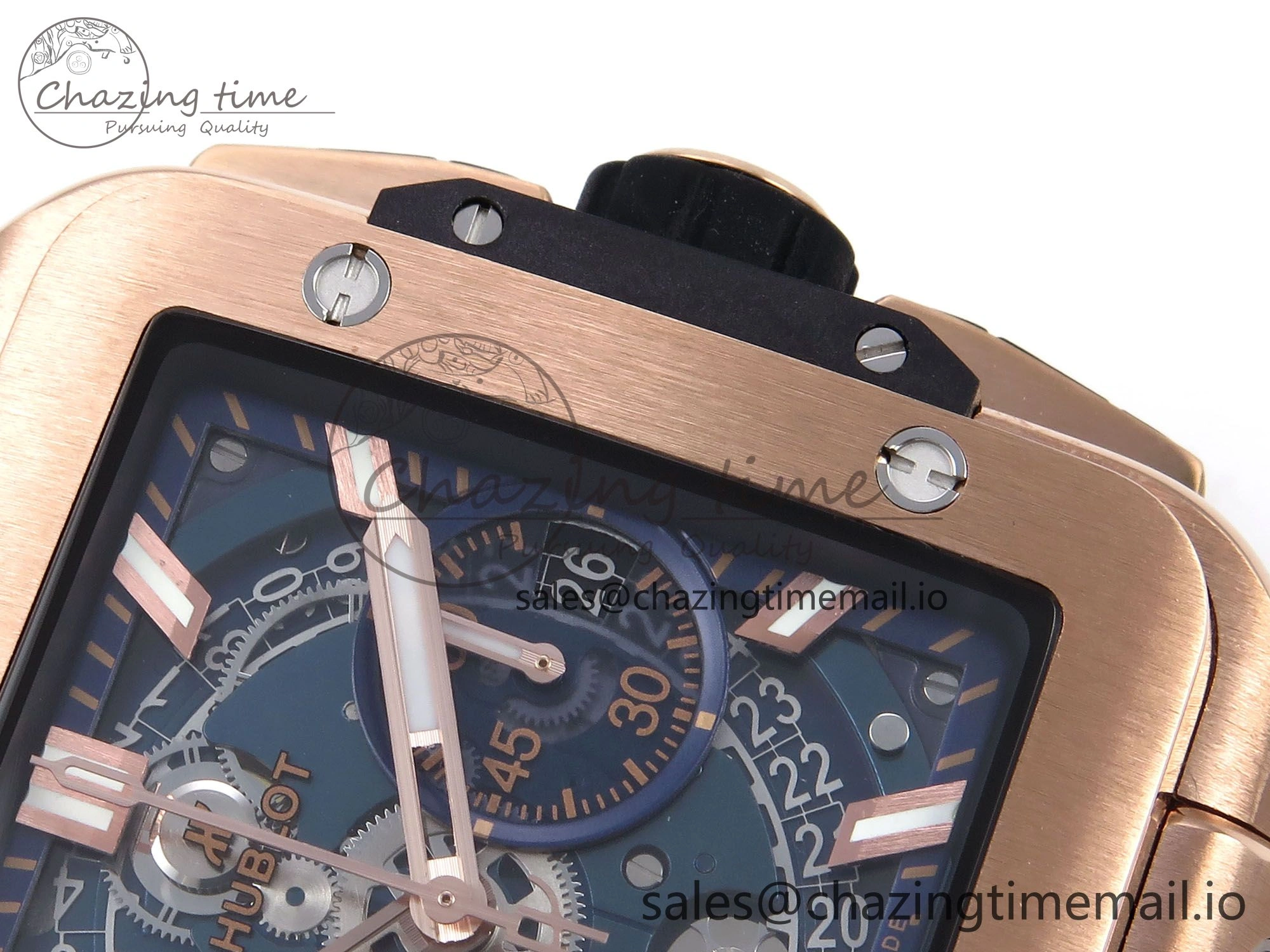 Square Bang Unico 42mm RG BBF 1:1 Best Edition Skeleton Dial on Blue Rubber Strap A DailyWear 6718