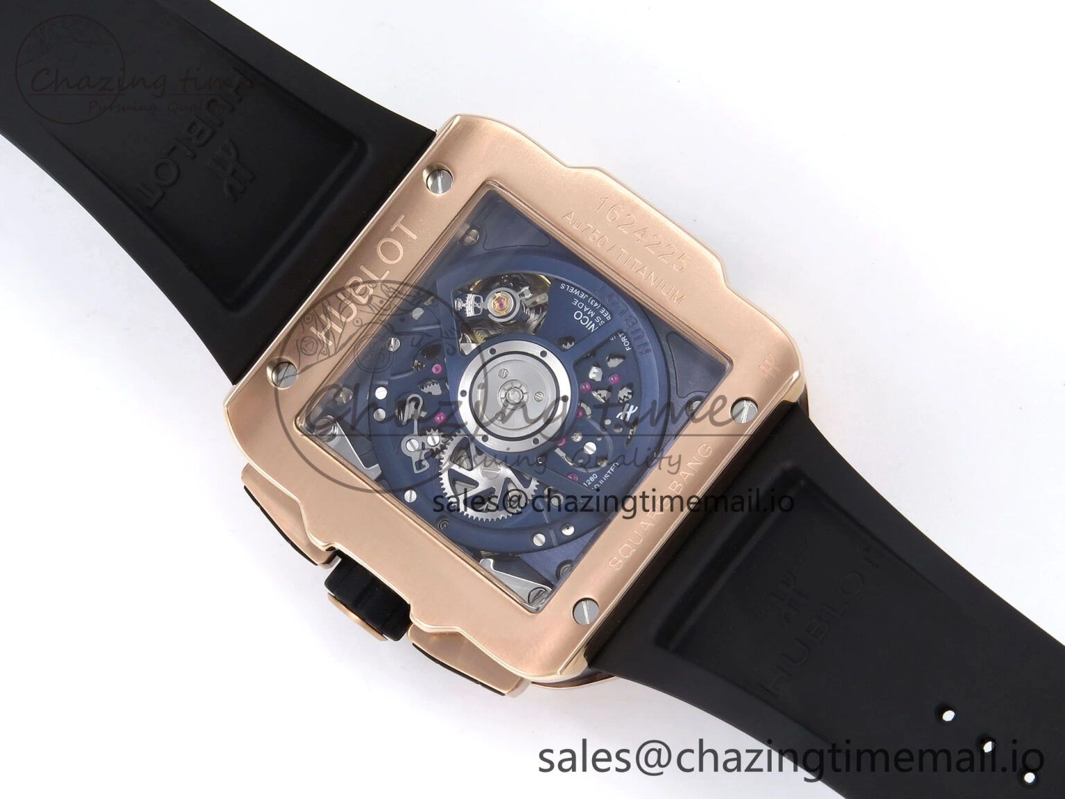 Square Bang Unico 42mm RG BBF 1:1 Best Edition Skeleton Dial on Blue Rubber Strap A DailyWear 6718