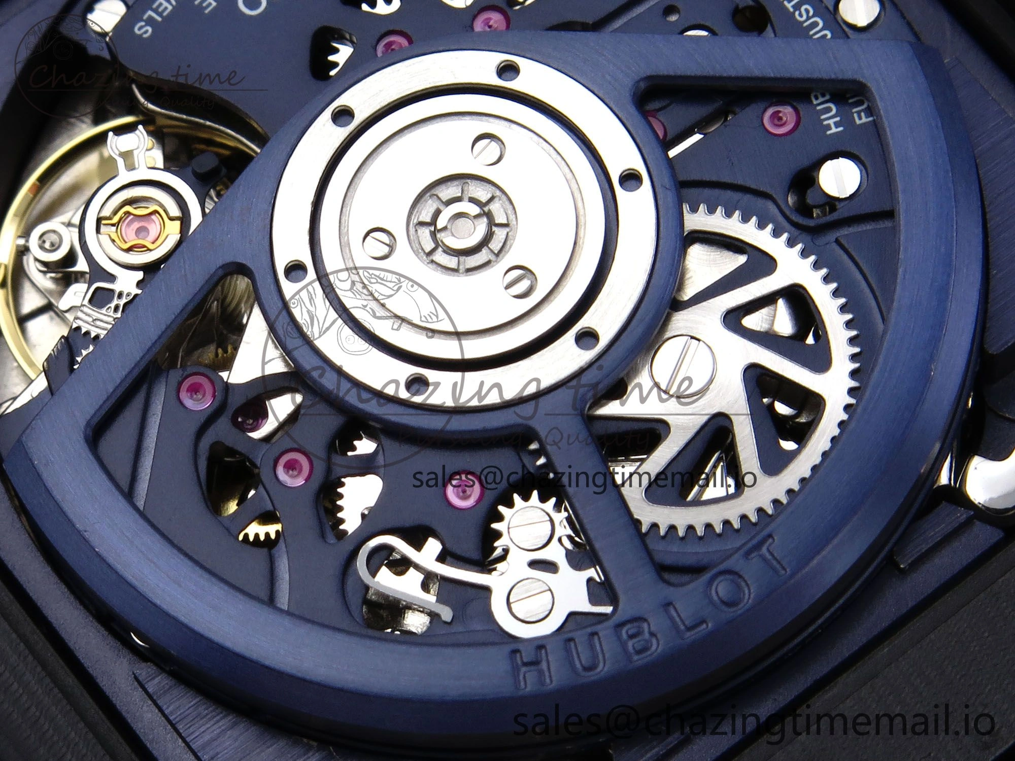 Square Bang Unico 42mm RG Ceramic BBF 1:1 Best Edition Skeleton Dial on Blue Rubber Strap A TimelessDesign 6722
