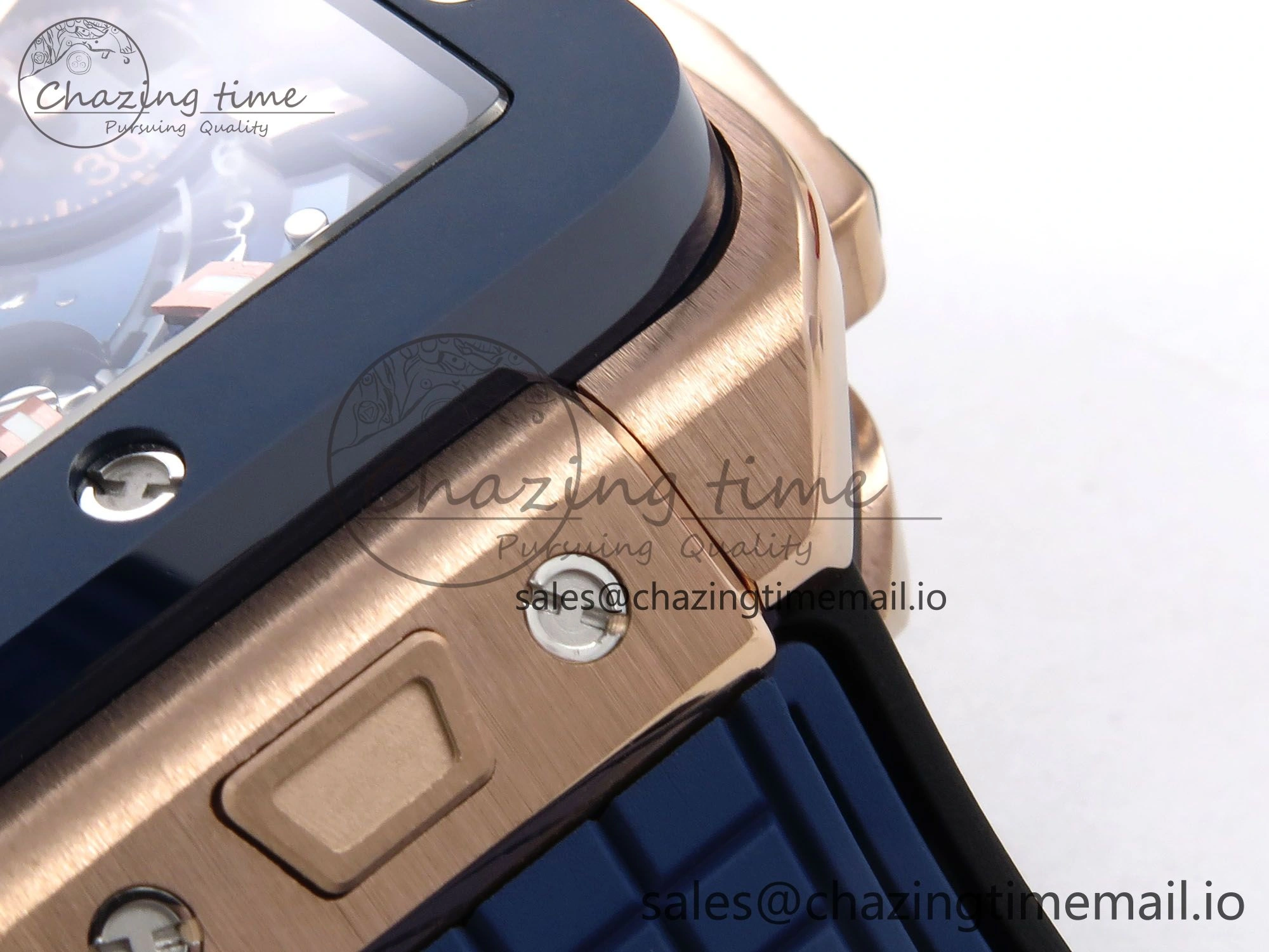Square Bang Unico 42mm RG Ceramic BBF 1:1 Best Edition Skeleton Dial on Blue Rubber Strap A TimelessDesign 6722