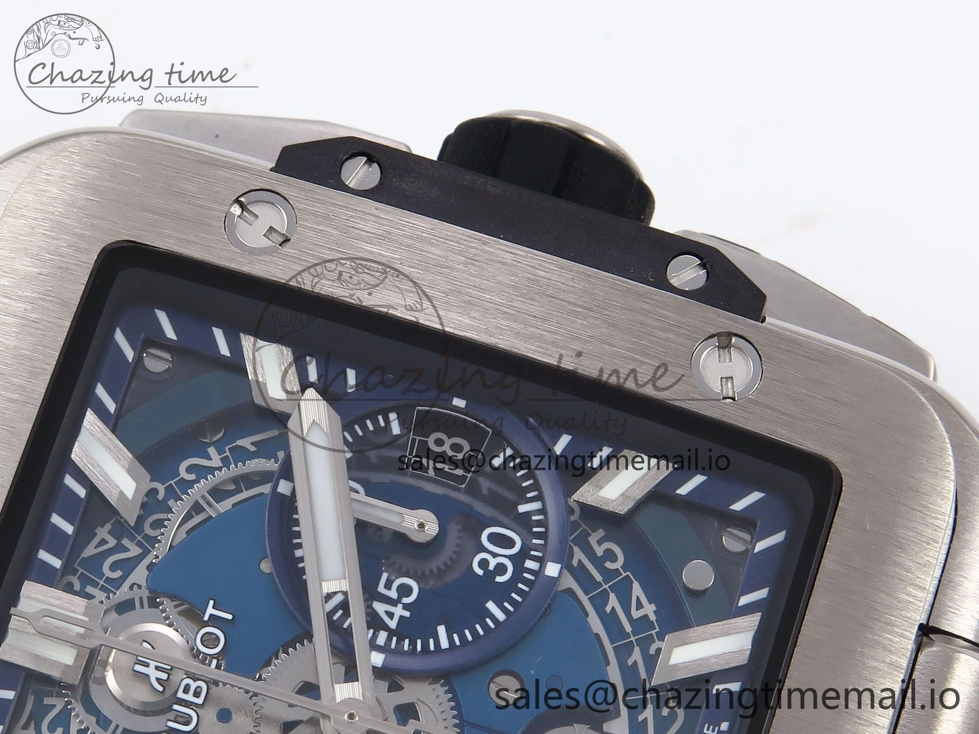 GoodFit Square Bang Unico 42mm Ti BBF 1:1 Best Edition Skeleton Dial on Blue Rubber Strap A 6717