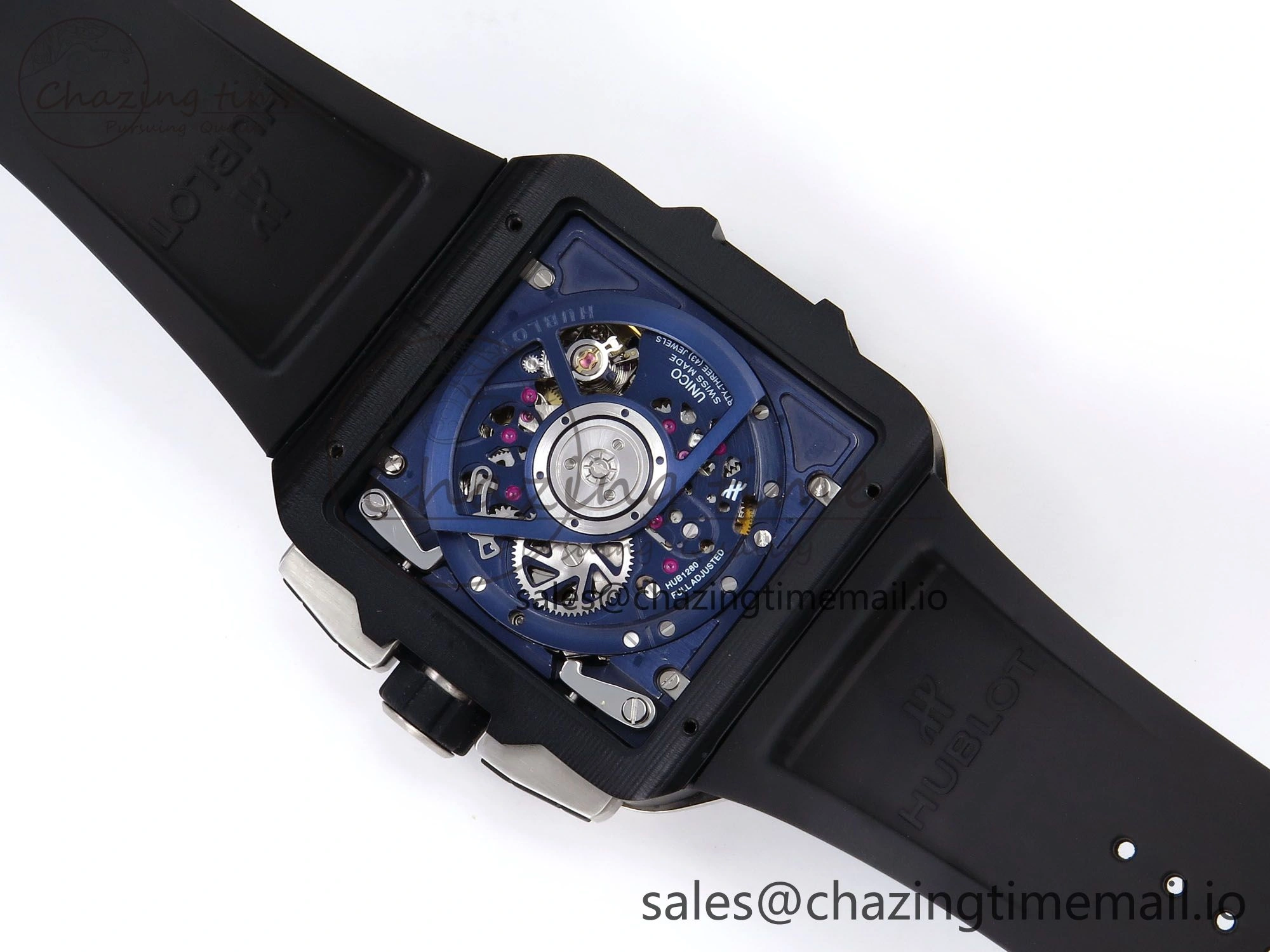 GoodFit Square Bang Unico 42mm Ti BBF 1:1 Best Edition Skeleton Dial on Blue Rubber Strap A 6717