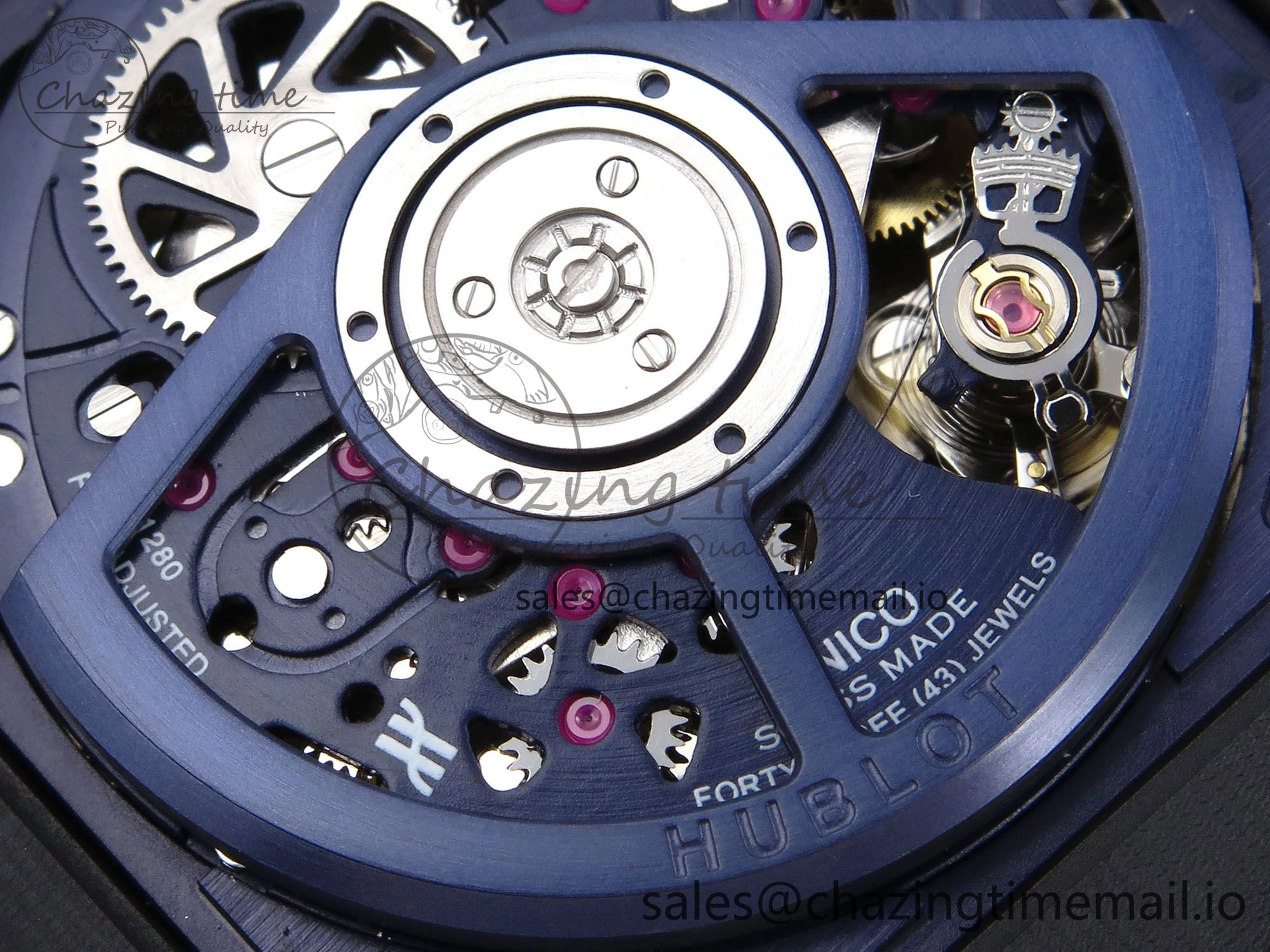 GoodFit Square Bang Unico 42mm Ti BBF 1:1 Best Edition Skeleton Dial on Blue Rubber Strap A 6717