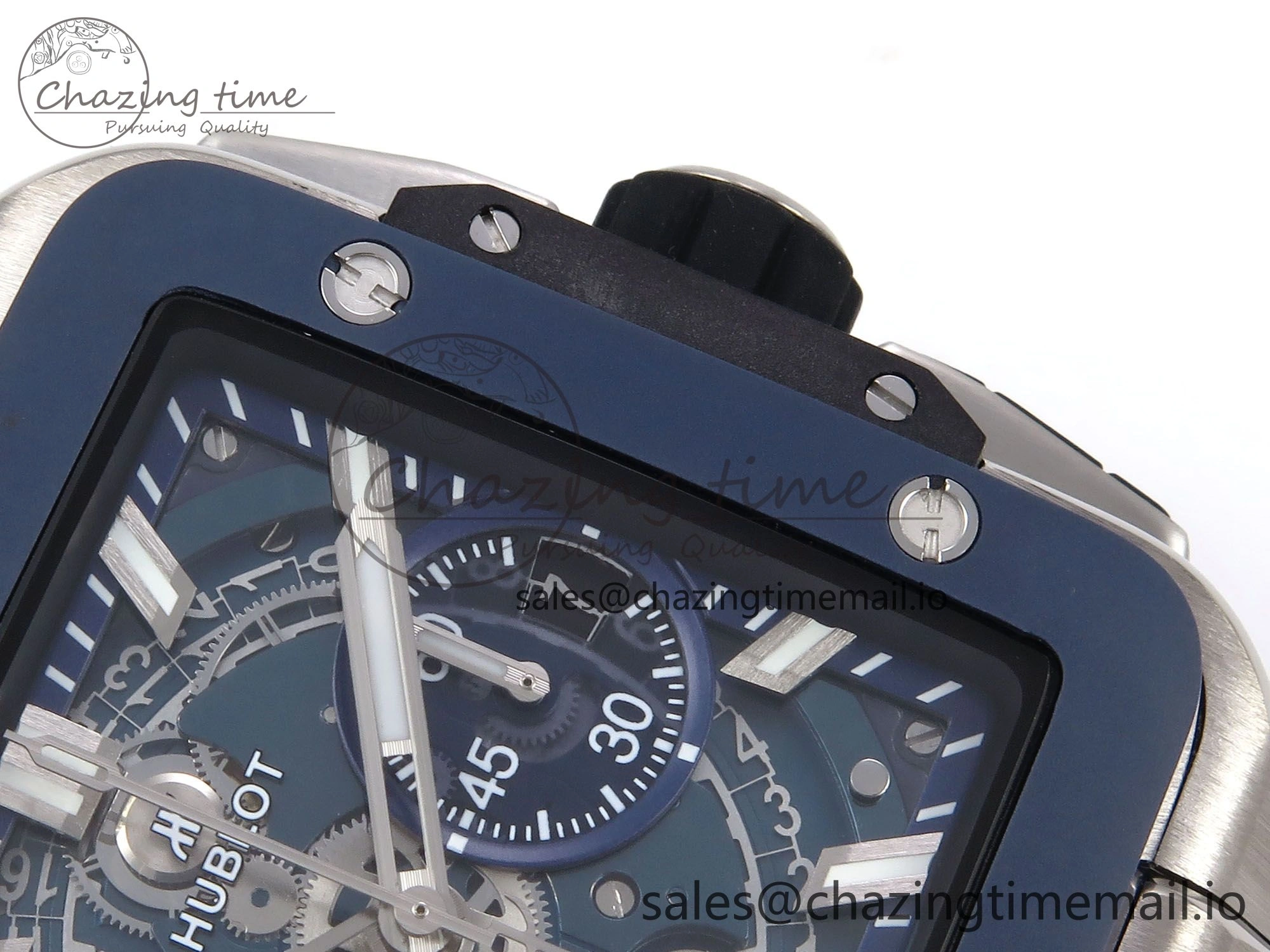 Square Bang Unico 42mm Ti Ceramic BBF 1:1 Best Edition Skeleton Dial on Blue Rubber Strap A Original 6716