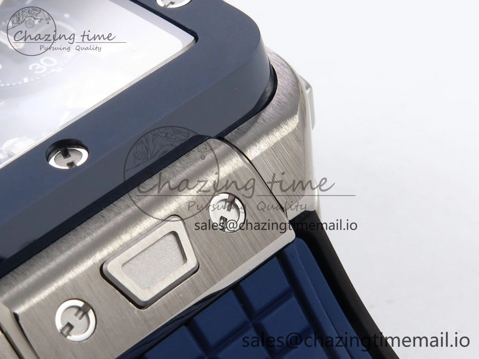 Square Bang Unico 42mm Ti Ceramic BBF 1:1 Best Edition Skeleton Dial on Blue Rubber Strap A Original 6716