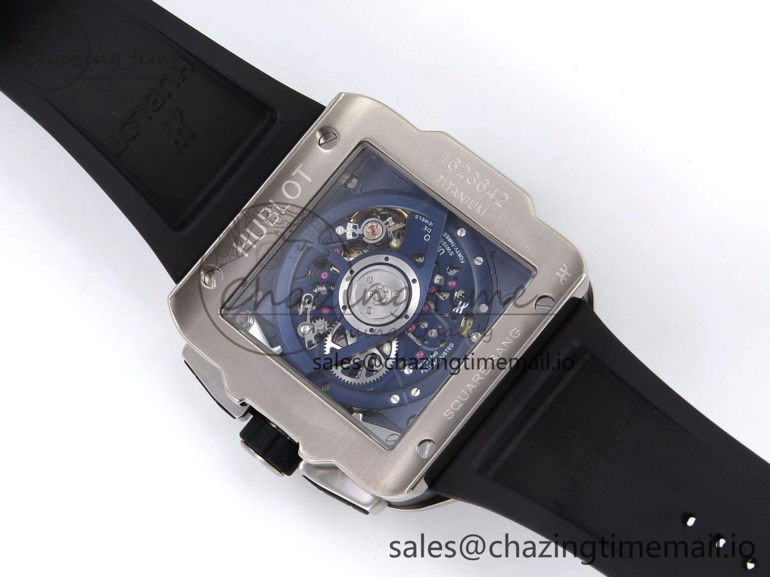 Square Bang Unico 42mm Ti Ceramic BBF 1:1 Best Edition Skeleton Dial on Blue Rubber Strap A Original 6716