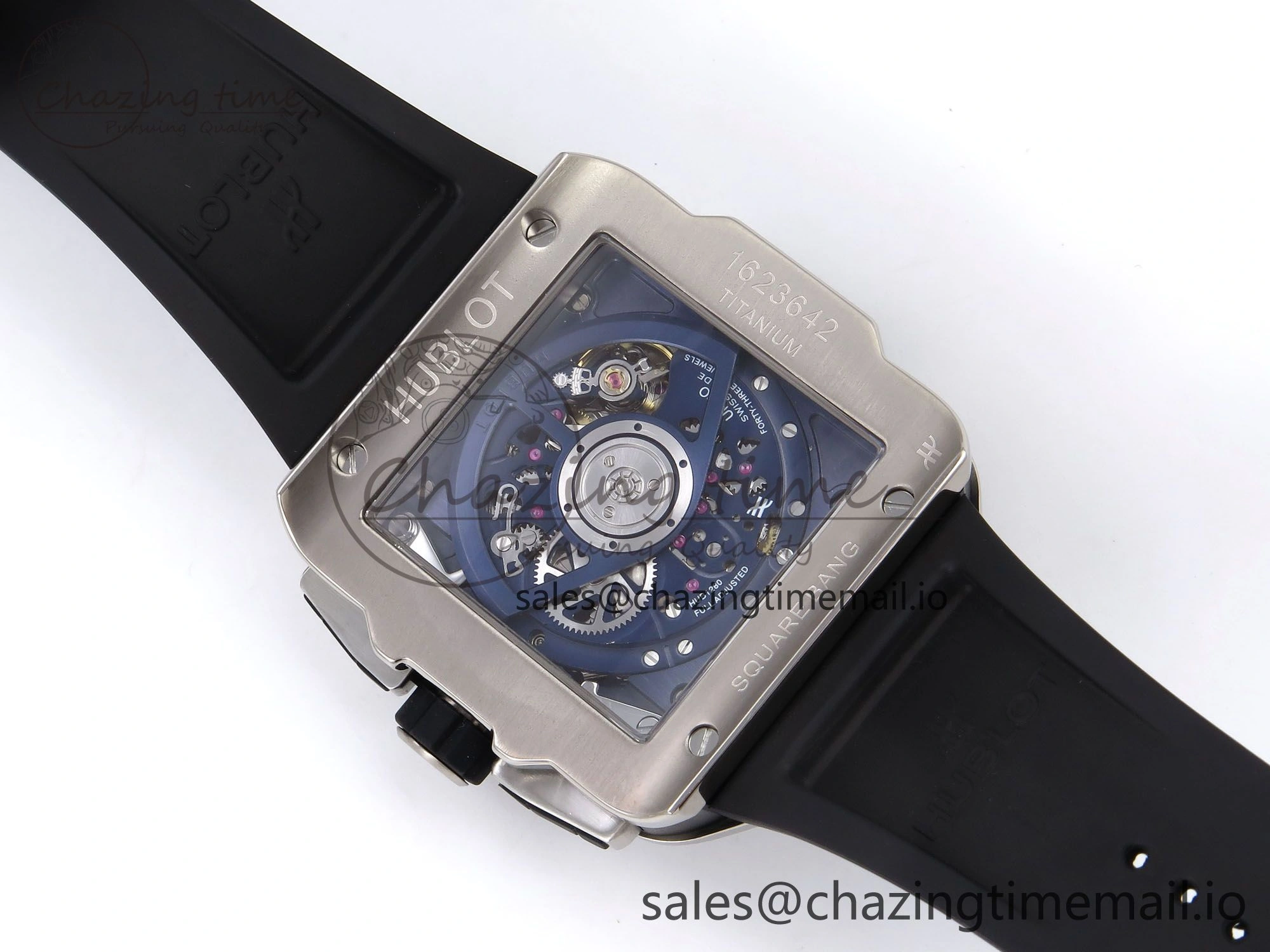 Square Bang Unico 42mm Ti Ceramic BBF 1:1 Best Edition Skeleton Dial on Blue Rubber Strap A Original 6716