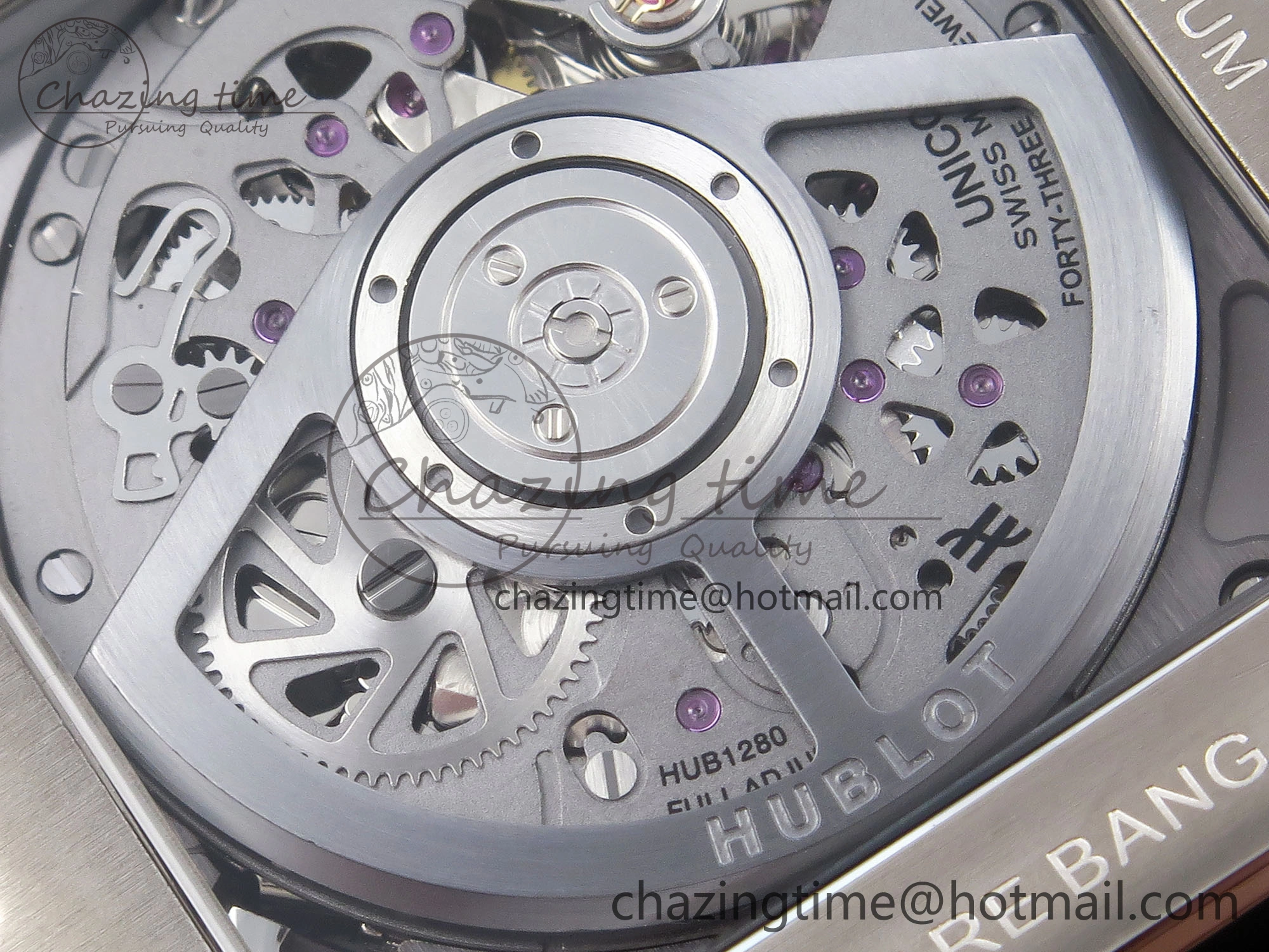 Original Square Bang Unico 42mm Titanium BBF 1:1 Best Edition Skeleton Dial Ceramic Bezel on Black Rubber Strap A 6739