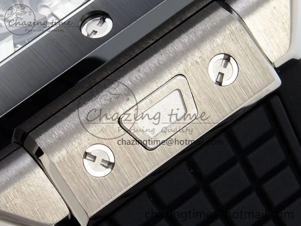 Original Square Bang Unico 42mm Titanium BBF 1:1 Best Edition Skeleton Dial Ceramic Bezel on Black Rubber Strap A 6739