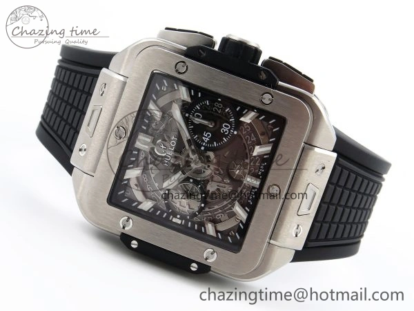 Square Bang Unico 42mm Titanium BBF 1:1 Best Edition Skeleton Dial on Black Rubber Strap A Lightweight 6740