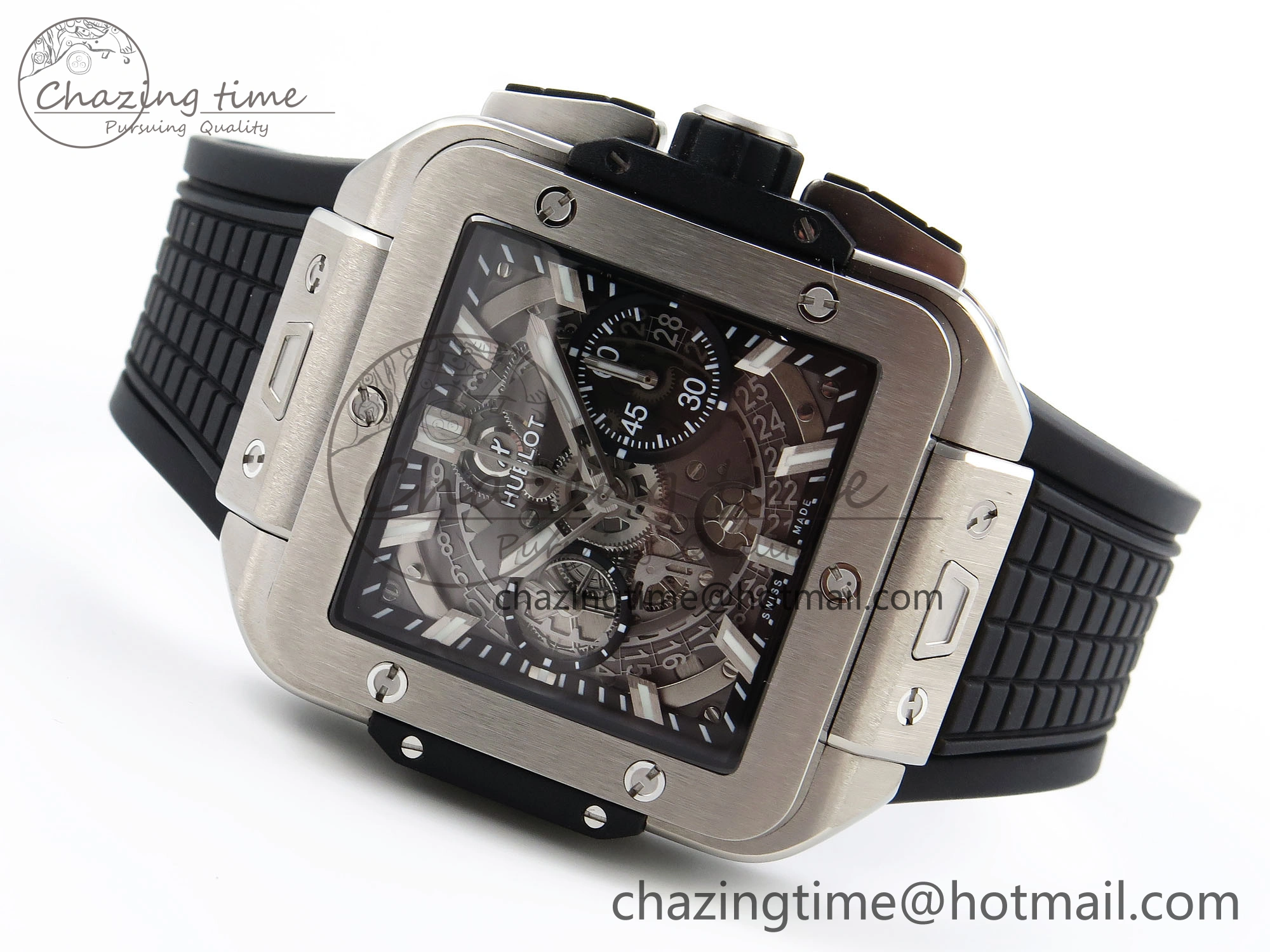 Square Bang Unico 42mm Titanium BBF 1:1 Best Edition Skeleton Dial on Black Rubber Strap A Lightweight 6740