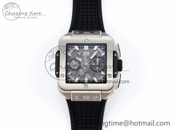 Square Bang Unico 42mm Titanium BBF 1:1 Best Edition Skeleton Dial on Black Rubber Strap A Lightweight 6740