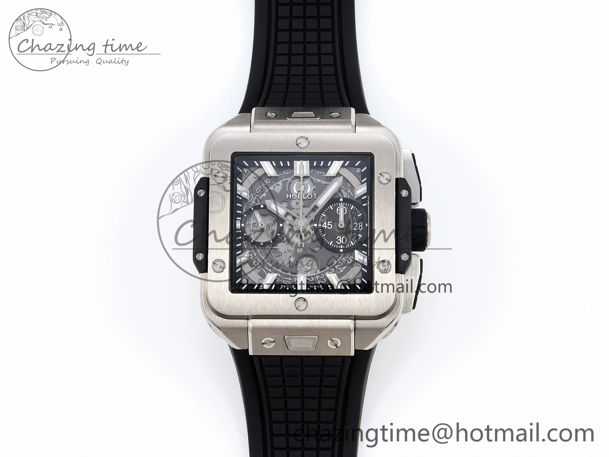 Square Bang Unico 42mm Titanium BBF 1:1 Best Edition Skeleton Dial on Black Rubber Strap A Lightweight 6740