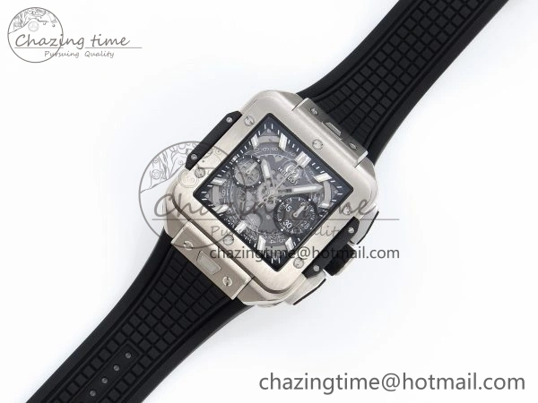 Square Bang Unico 42mm Titanium BBF 1:1 Best Edition Skeleton Dial on Black Rubber Strap A Lightweight 6740