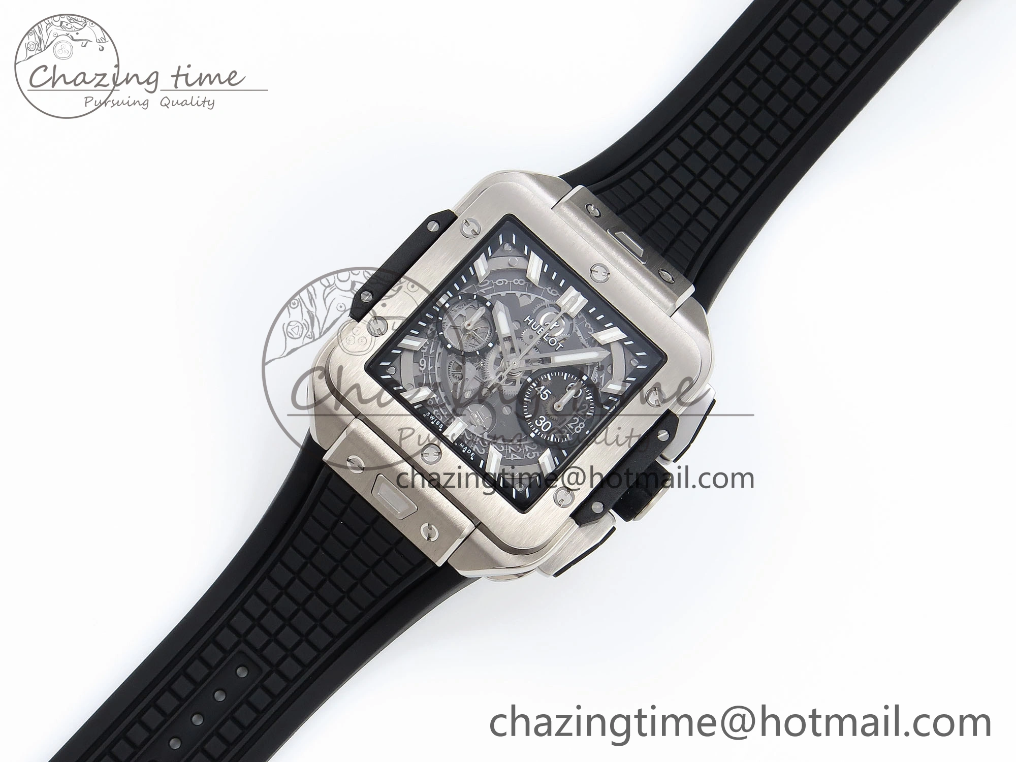 Square Bang Unico 42mm Titanium BBF 1:1 Best Edition Skeleton Dial on Black Rubber Strap A Lightweight 6740