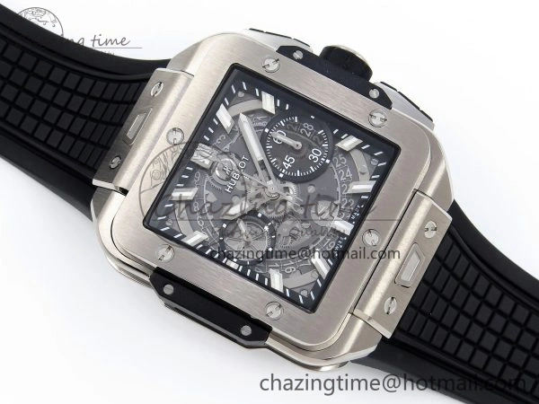 Square Bang Unico 42mm Titanium BBF 1:1 Best Edition Skeleton Dial on Black Rubber Strap A Lightweight 6740
