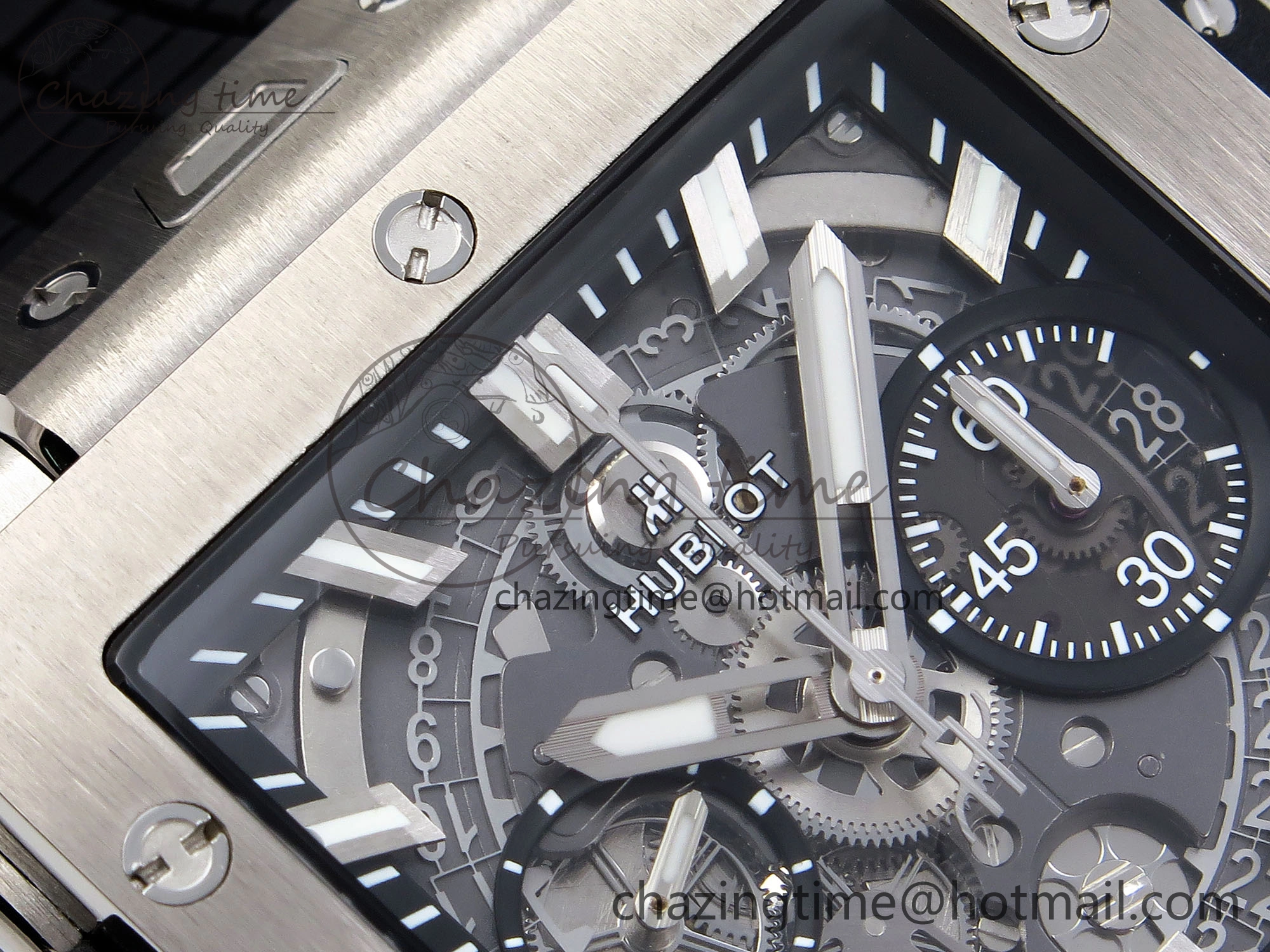 Square Bang Unico 42mm Titanium BBF 1:1 Best Edition Skeleton Dial on Black Rubber Strap A Lightweight 6740