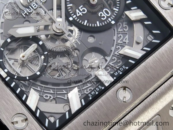 Square Bang Unico 42mm Titanium BBF 1:1 Best Edition Skeleton Dial on Black Rubber Strap A Lightweight 6740