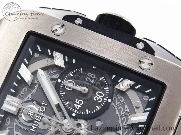 Square Bang Unico 42mm Titanium BBF 1:1 Best Edition Skeleton Dial on Black Rubber Strap A Lightweight 6740