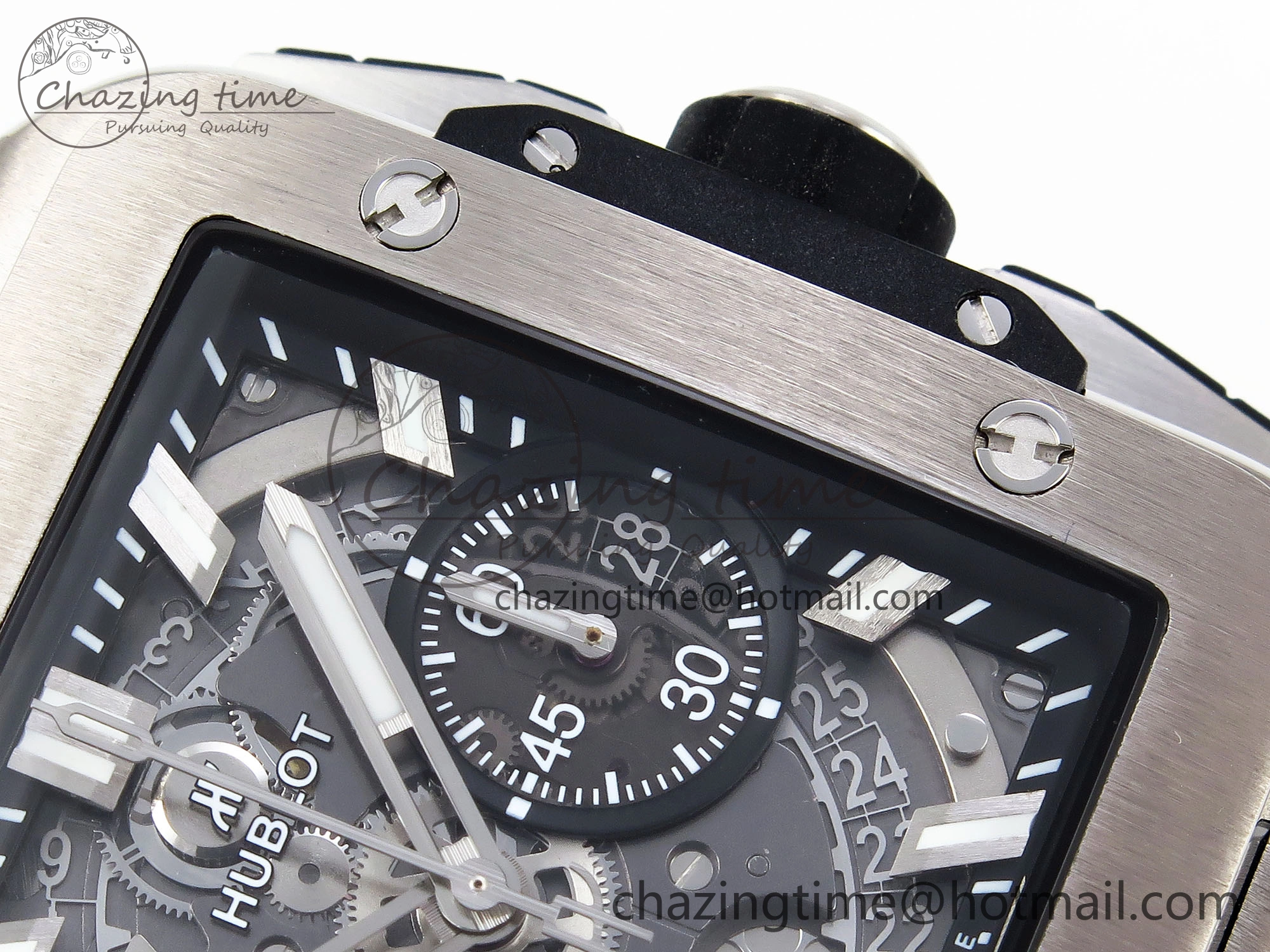 Square Bang Unico 42mm Titanium BBF 1:1 Best Edition Skeleton Dial on Black Rubber Strap A Lightweight 6740
