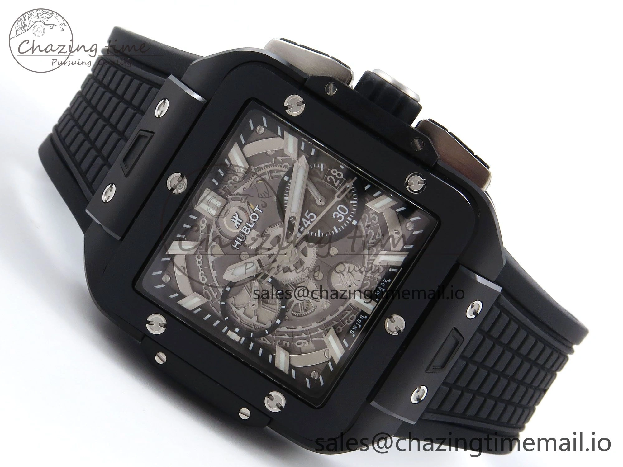 Efficient Square Bang Unico Black Ceramic BBF 1:1 Best Edition on Rubber Strap A 6721
