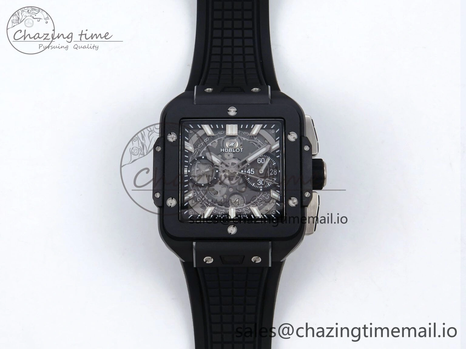 Efficient Square Bang Unico Black Ceramic BBF 1:1 Best Edition on Rubber Strap A 6721
