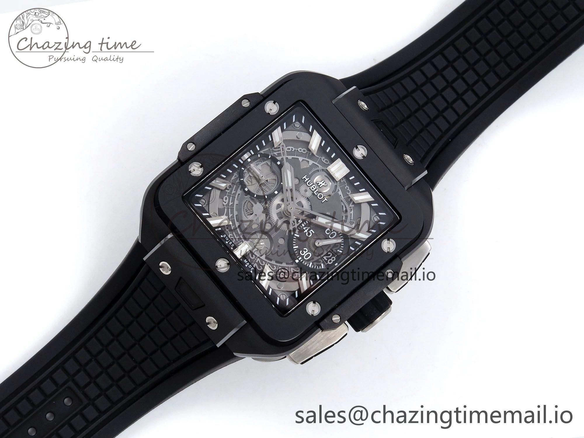 Efficient Square Bang Unico Black Ceramic BBF 1:1 Best Edition on Rubber Strap A 6721